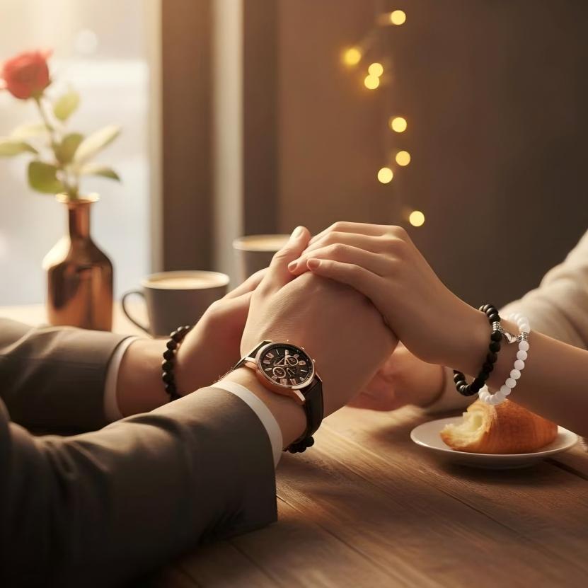 4PCS Couple Watch Bracelet Set Couple Watch Couple Magnetic Bracelet Can be used as Valentine's Day gifts