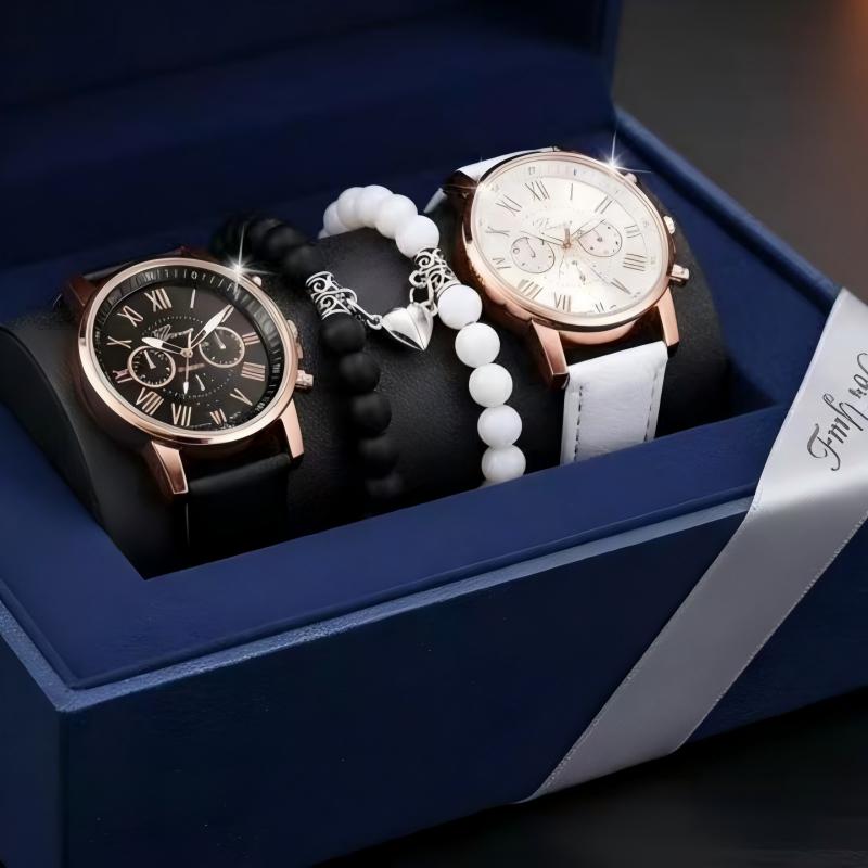 4PCS Couple Watch Bracelet Set Couple Watch Couple Magnetic Bracelet Can be used as Valentine's Day gifts