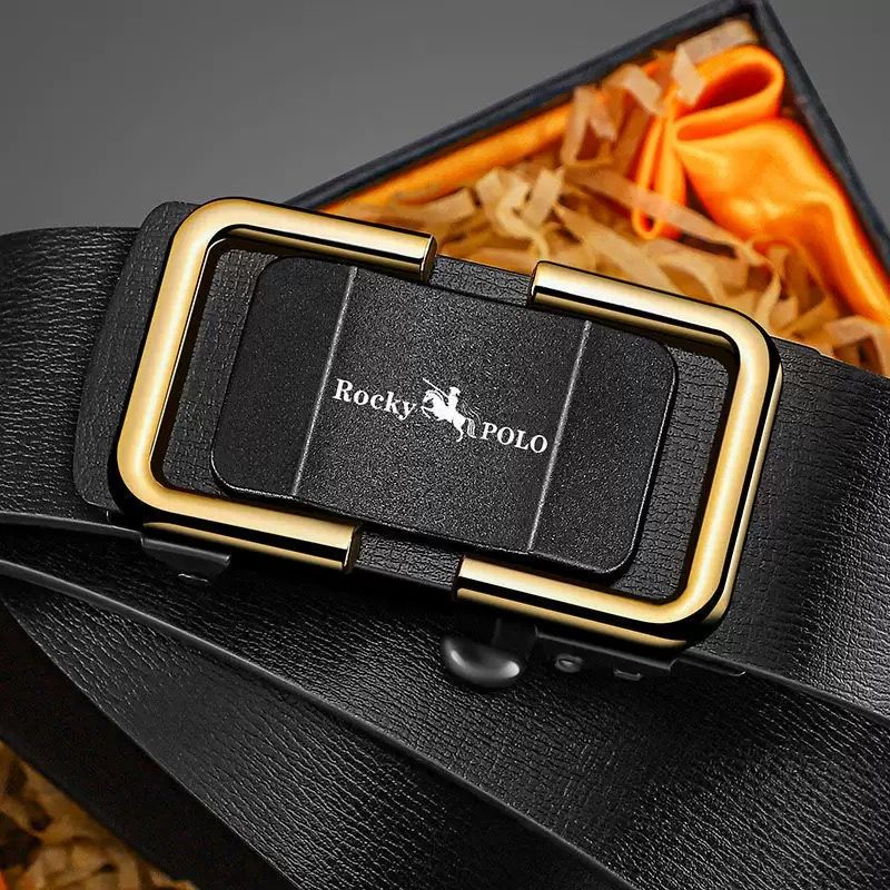 Men's Belt  Automatic Fastening Belt  Artificial Leather Interior Liner  High-Quality Men's Belt  Suitable for Casual and Business Jeans  Luxury Brand Men's Belt