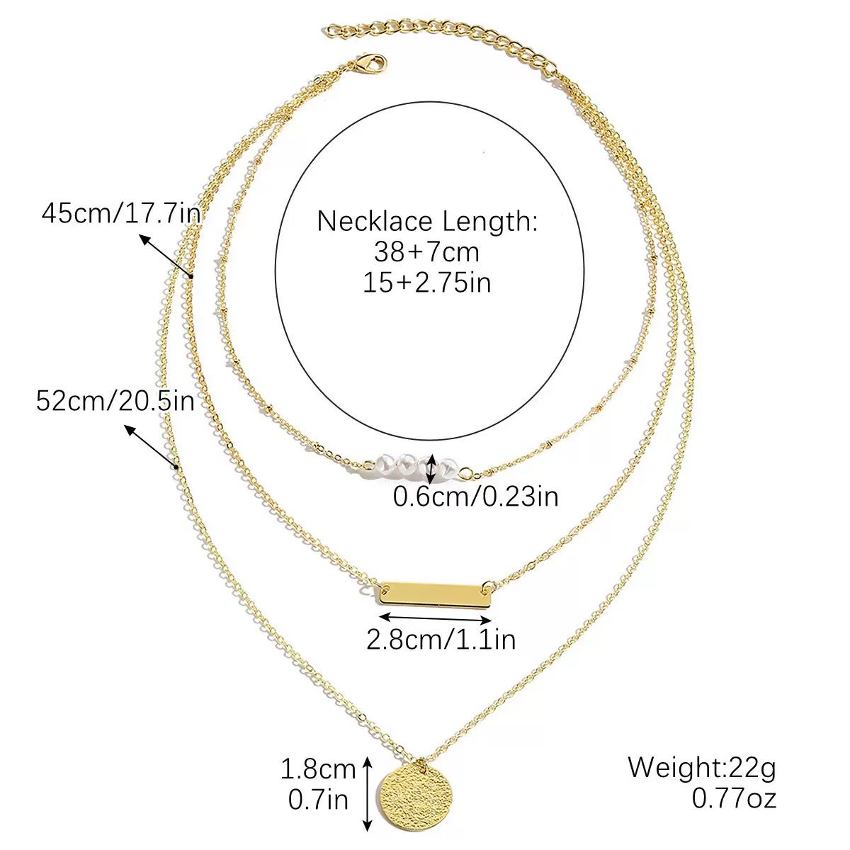 3 PCS Fashion Woman Pearl Necklaces Pendants 3 Trend Multilayer Metal Pendant Clavicle Chain Jewelry Gift Necklaces Best