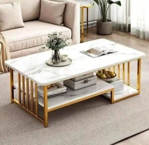 WHITE MDF marble effect pattern coffee table Kitchen & Dining Room Furniture