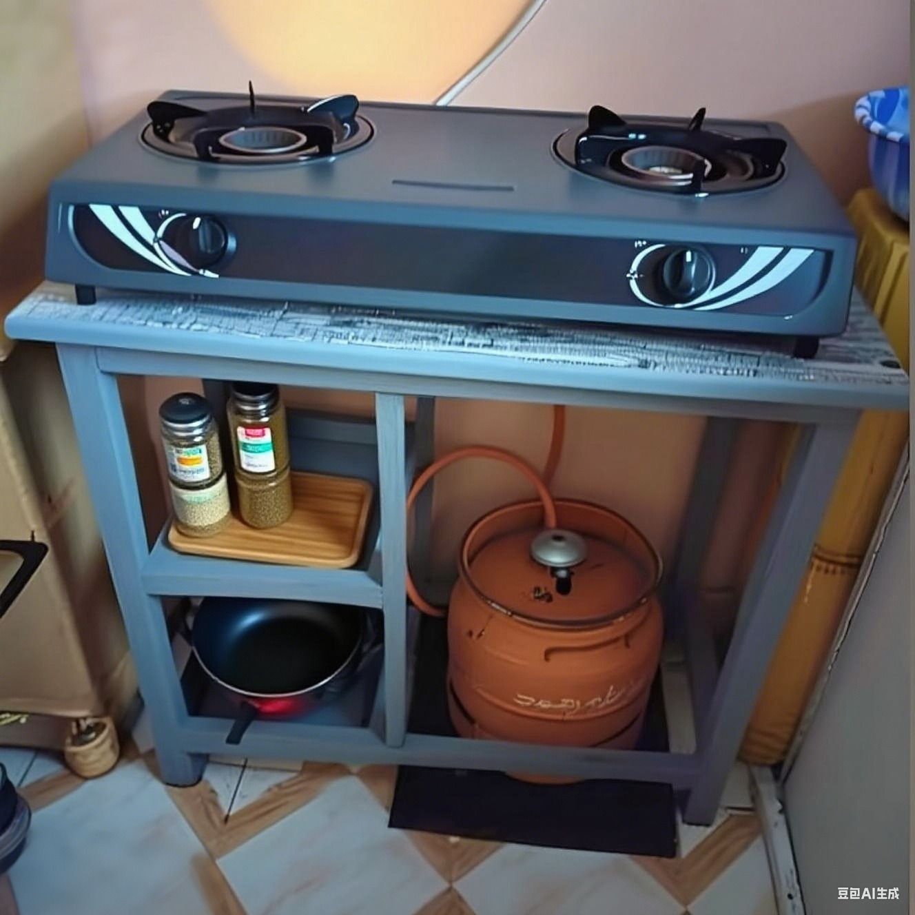 Wooden strong Kitchen table with racks