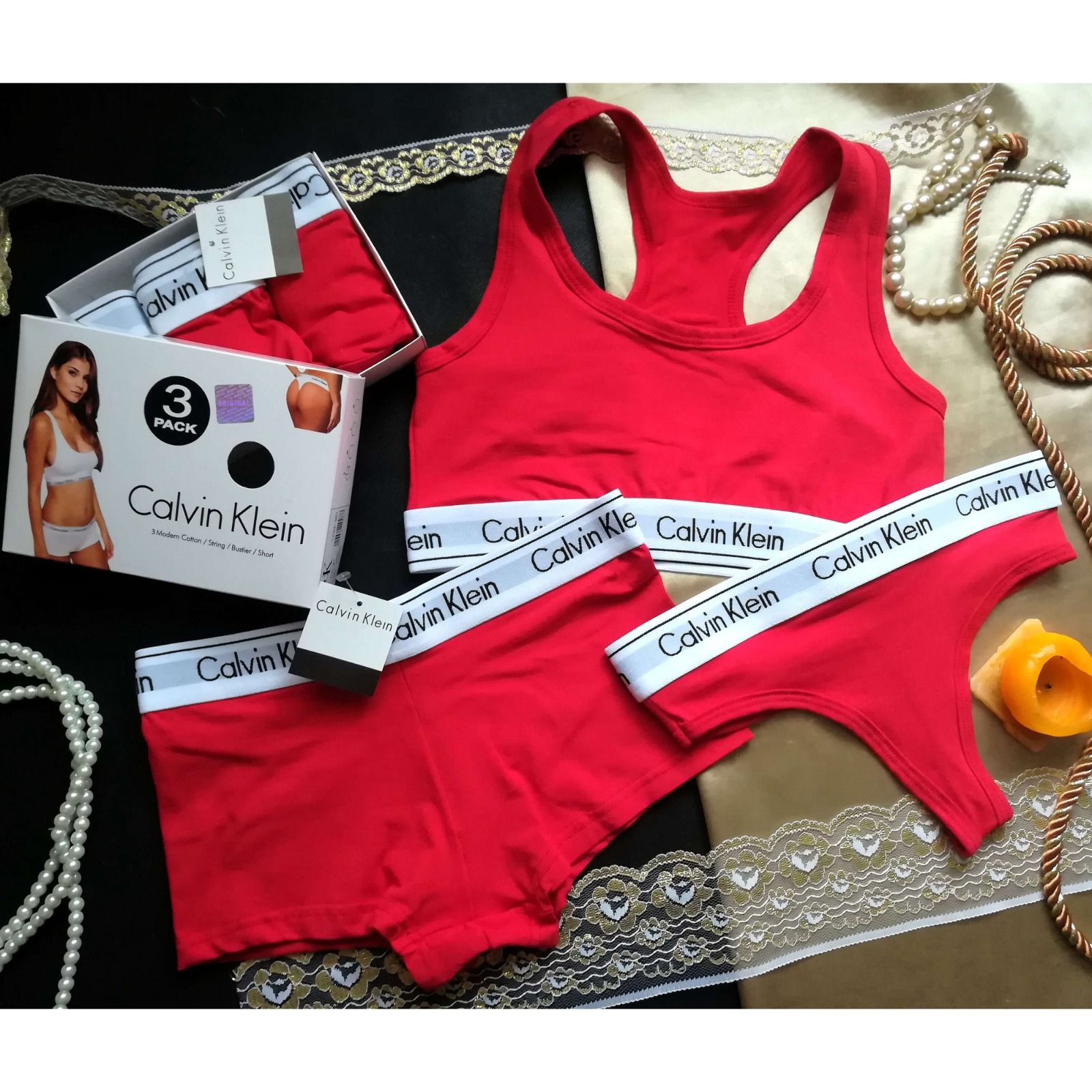 Offer !!!Offer!!! CK 3-Piece Women's Underwear Set; Seamless Thong, Hotpants and Sports bra - Sexy and Comfortable Ladies Briefs Lingerie