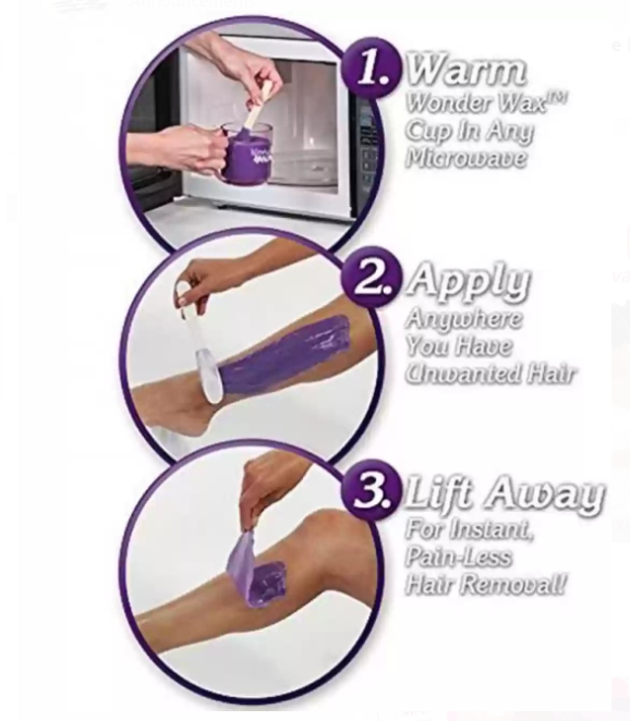 Wonder Wax Microwaveable Waxing Kit Quick Painless Hair Removal for Body & Legs Wax. WONDER WAX Quick & Painless Hair Removal - Microwaveable Waxing Kit