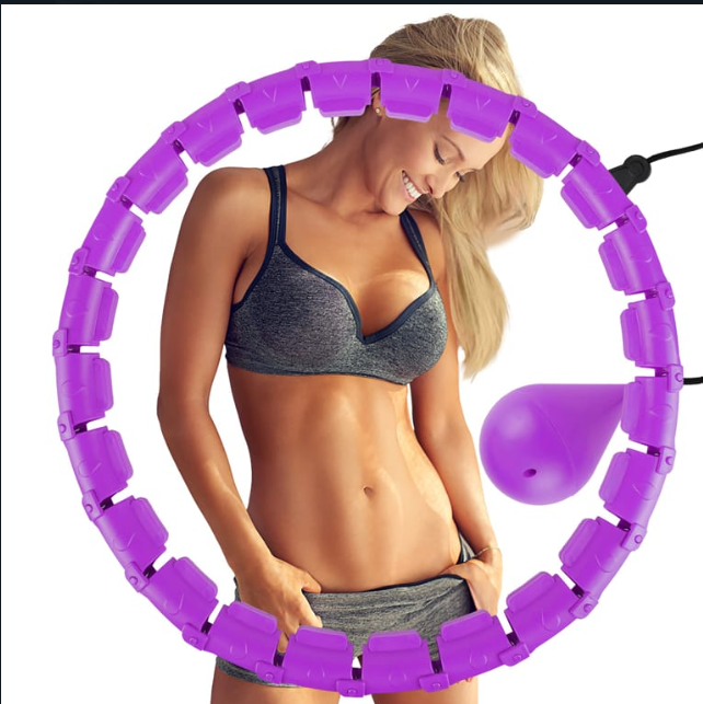 New Hulla Hoop for Adults Weight Loss, Circle Weighted Hula Hoops 2 in 1 Abdomen Fitness Hula Hoops, 24 Detachable Knots Hula Hoops with Automatic Rotation