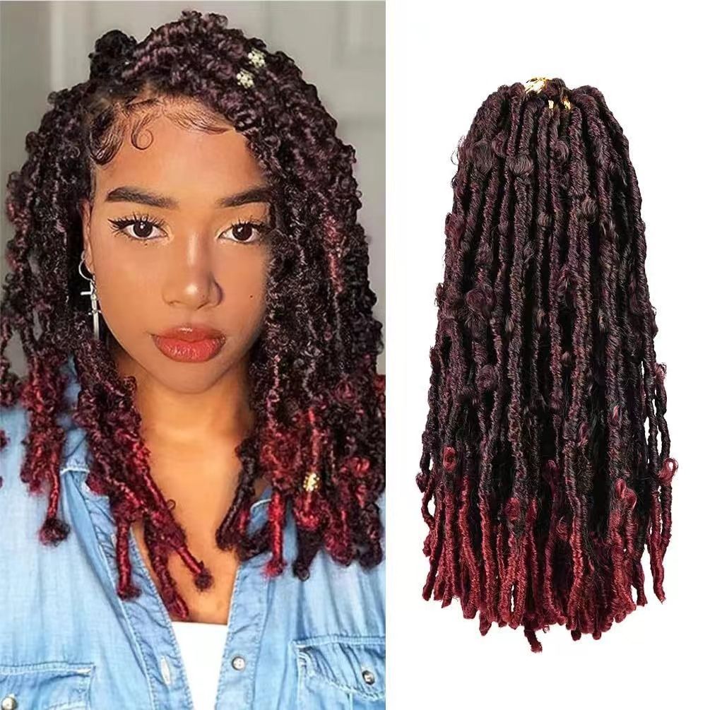 European and American wig Butterfly Locs Crochet Braids Hair 24inch butterfly curly wig color 1 long