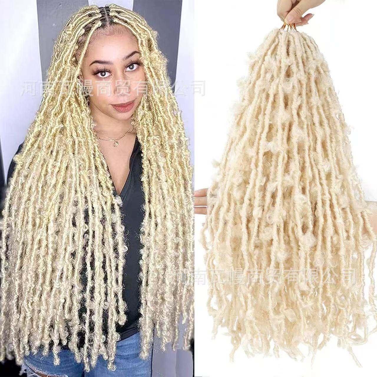 European and American wig Butterfly Locs Crochet Braids Hair 24inch butterfly curly wig color 1 long