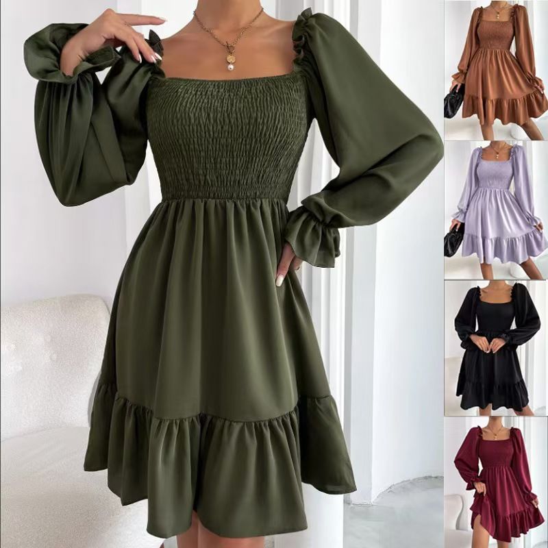 Women's Long Sleeve Ruffle Boho Short Dress