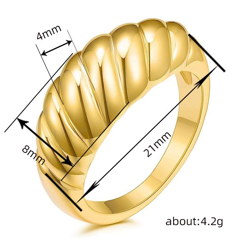 One piece of high quality cubic zirconia copper plated 18k gold silver fashion versatile croissant ring for women men couple wedding ring gift