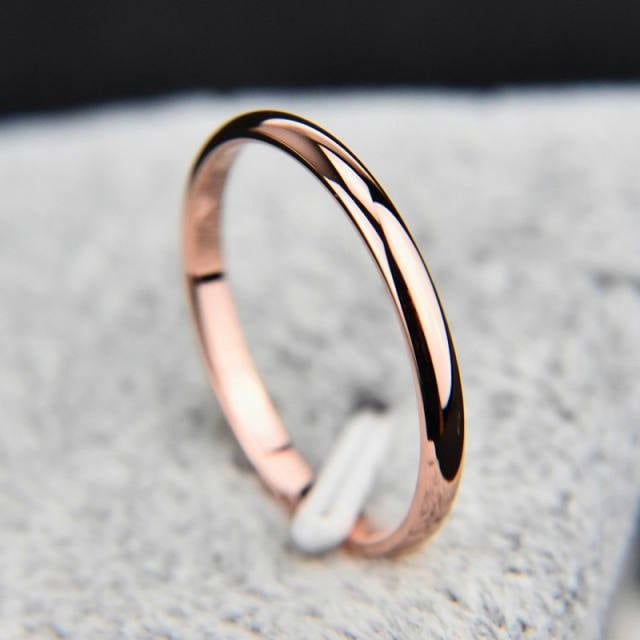 Men Women Thin Stainless Steel Ring Rose Gold Black Silver Color Engagement Ring Smooth Simple Wedding Rings For Couple Silver 5