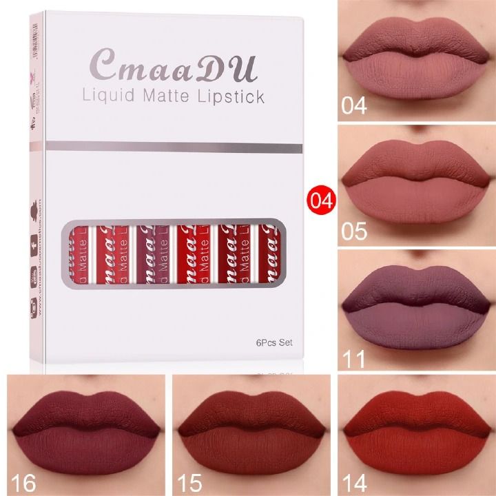 FRANK 6PCS/Set Lipsticks Matte Lip Gloss Sets Makeup Lasting Velvet Liquid Lipstick Set Cosmetic