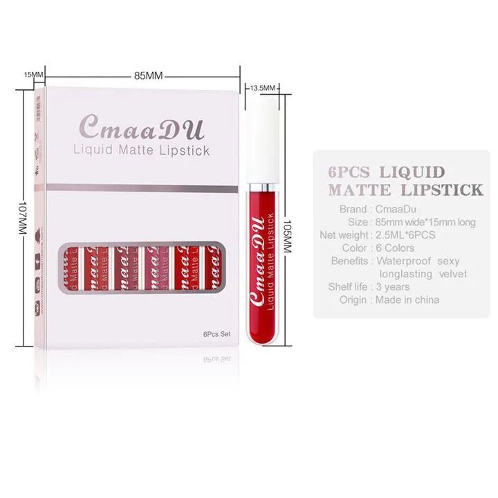 FRANK 6PCS/Set Lipsticks Matte Lip Gloss Sets Makeup Lasting Velvet Liquid Lipstick Set Cosmetic