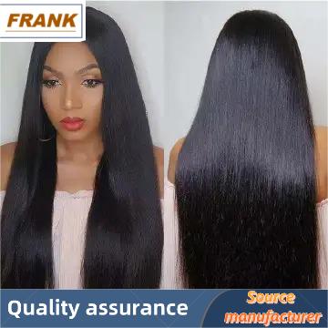 FRANK Ladie Long Straight Hair Synthetic Middle Part Black Wigs For Women Gift