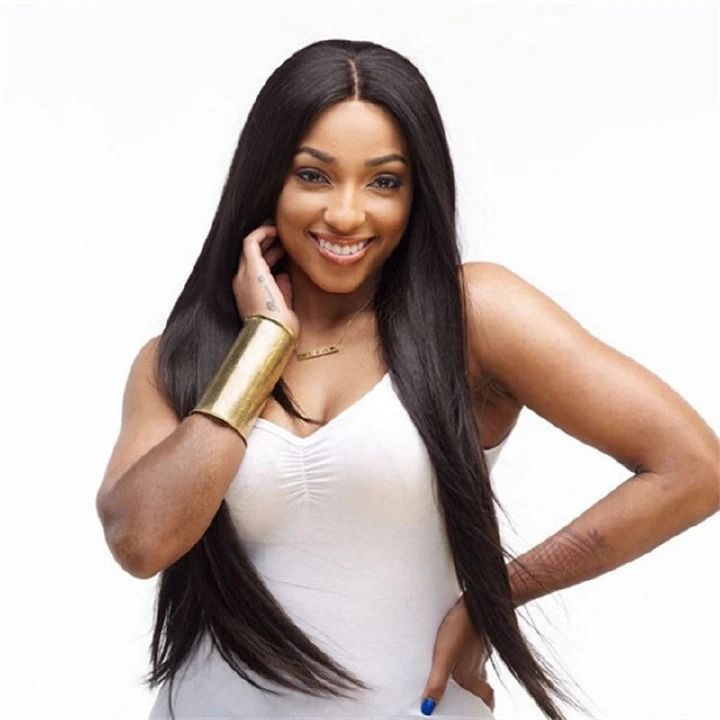FRANK Ladie Long Straight Hair Synthetic Middle Part Black Wigs For Women Gift