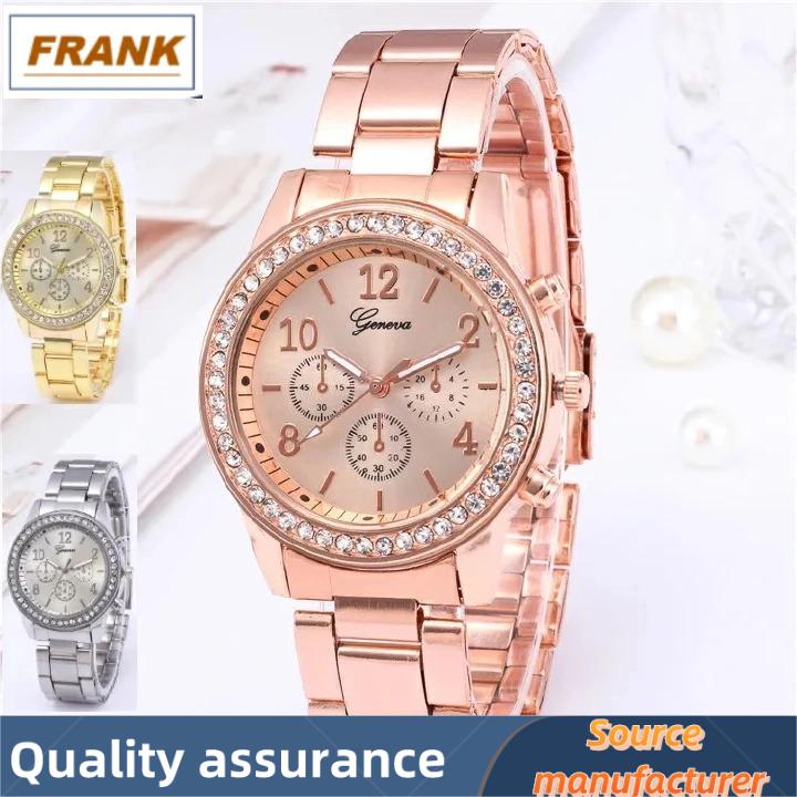 FRANK Geneva Women Watches For Lady Wrist Watch Ladies Watches Luxury Quartz Stainless Steel Band Casual Fashion Valentine's Day Gift