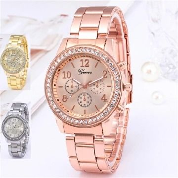 FRANK Geneva Women Watches For Lady Wrist Watch Ladies Watches Luxury Quartz Stainless Steel Band Casual Fashion Valentine's Day Gift