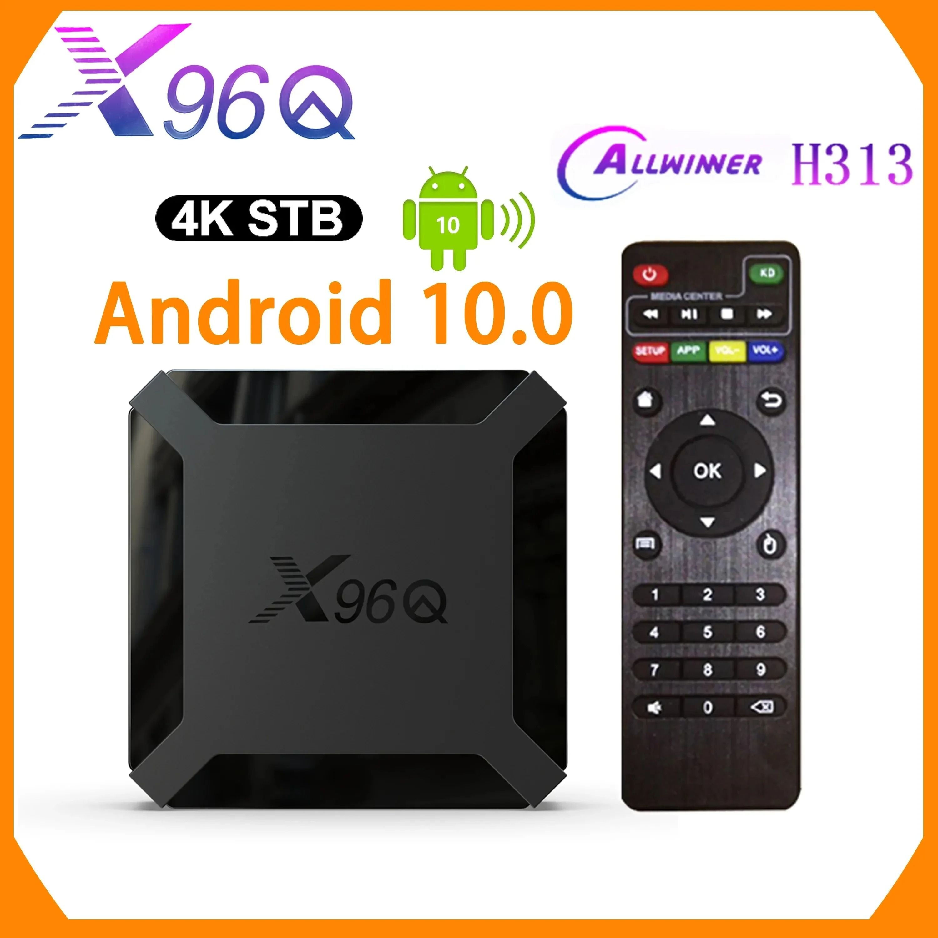 X96Q Smart TV Box Android 10.0 Allwinner H313 Quad Core 2.4GWiFi HDR10 4K 3D H. 265 2GB RAM 16GB ROM Set Top TV Box