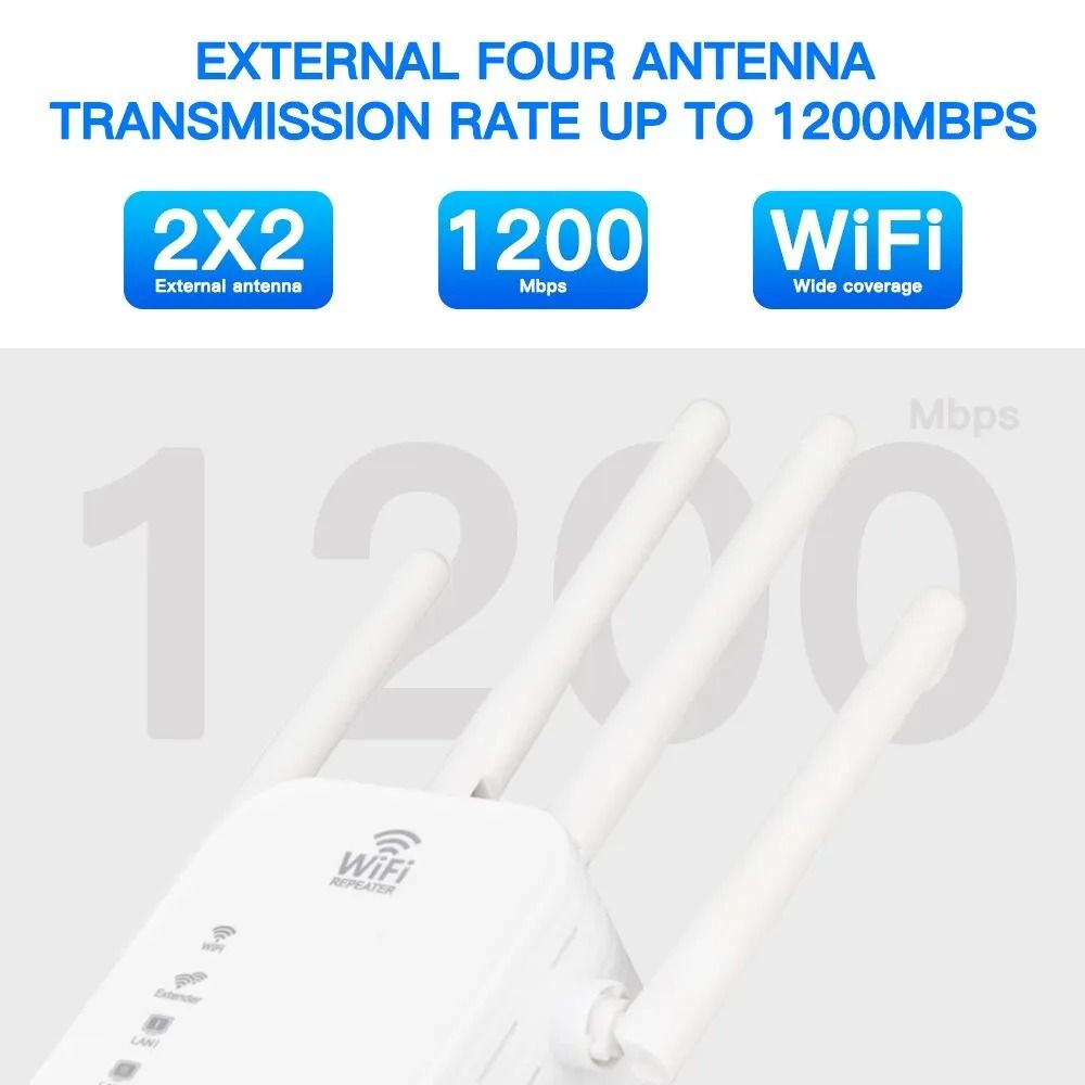 1200Mbps 5Ghz/300Mbps Wireless WiFi Repeater Booster 2.4G/5GHz Wi-Fi Signal Amplifier Extender Router Network Wlan WiFi Repetidor