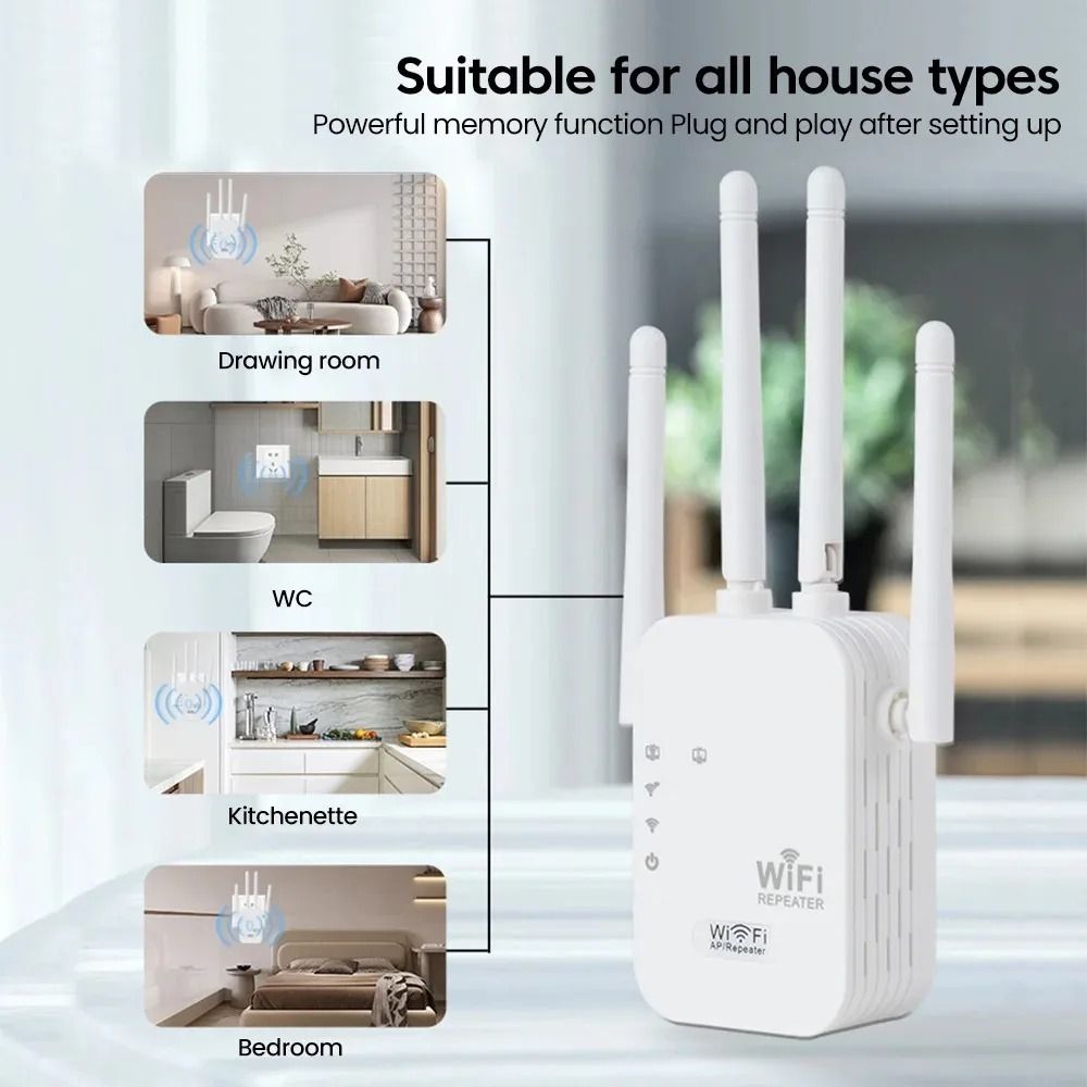 1200Mbps 5Ghz/300Mbps Wireless WiFi Repeater Booster 2.4G/5GHz Wi-Fi Signal Amplifier Extender Router Network Wlan WiFi Repetidor