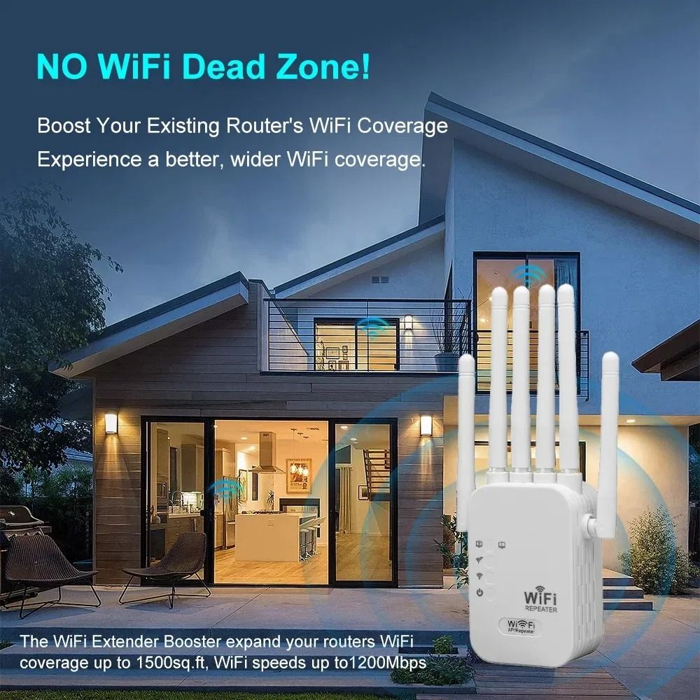 1200Mbps 5Ghz/300Mbps Wireless WiFi Repeater Booster 2.4G/5GHz Wi-Fi Signal Amplifier Extender Router Network Wlan WiFi Repetidor