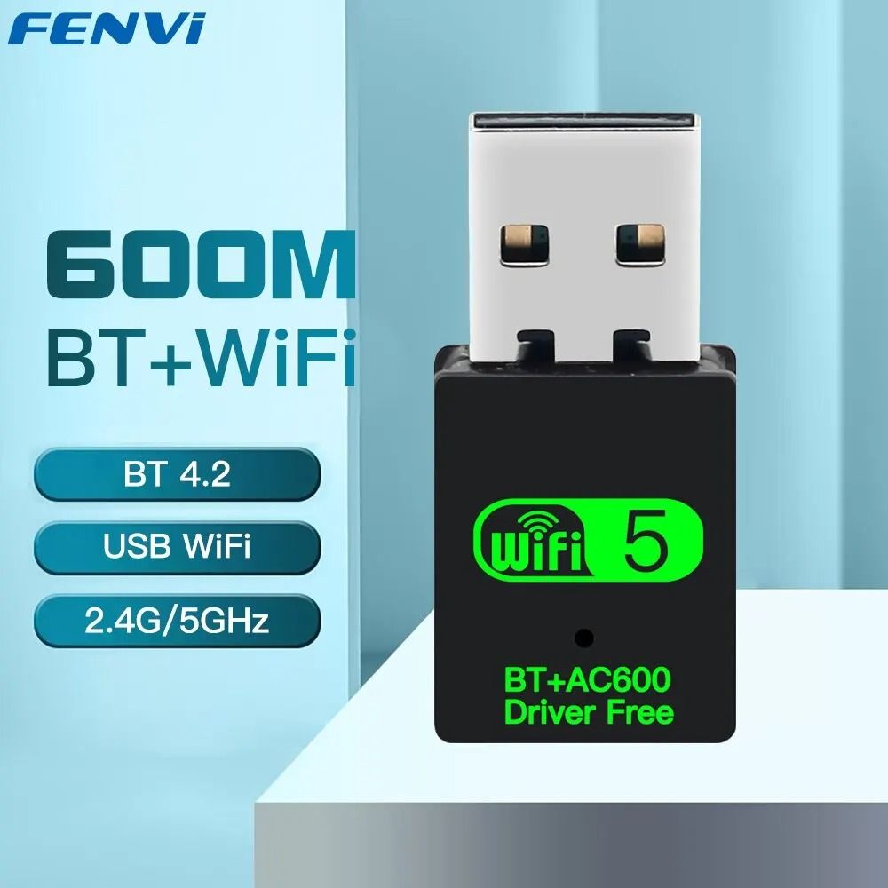 Wi-Fi 5 /Wi-Fi 4 600Mbps/150Mbps USB WiFi Bluetooth WiFi Adapter 2in1 Dongle Dual Band 2.4G 5GHz USB Network Wireless Wlan Receiver DRIVER FREE
