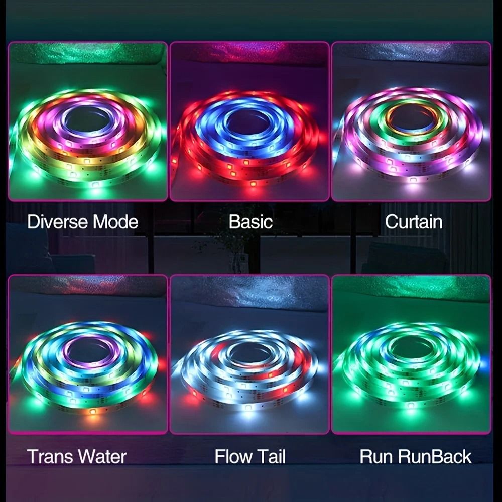 LED Strip 1m-10m RGBIC 5050 Bluetooth App Control Chasing Effect Lights Flexible Tape Diode Ribbon TV BackLight Room Decorate