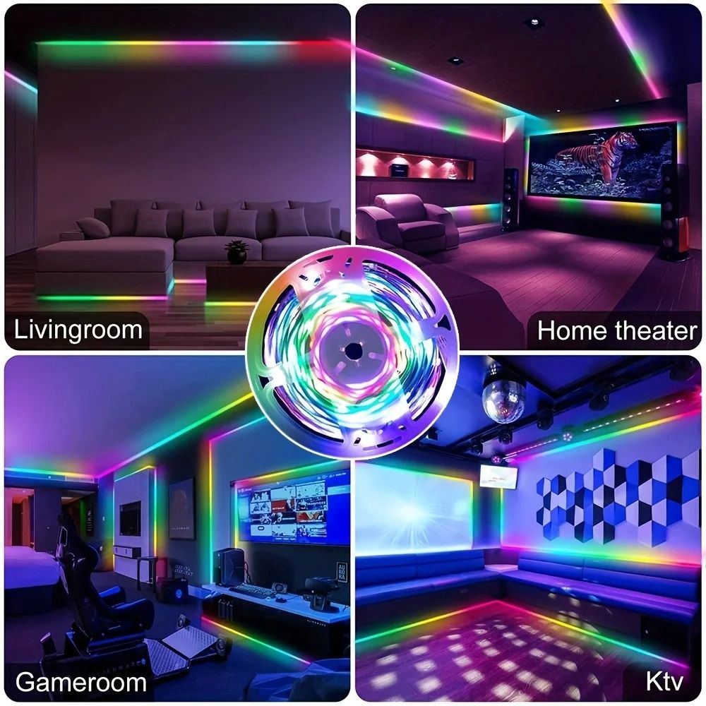 LED Strip 1m-10m RGBIC 5050 Bluetooth App Control Chasing Effect Lights Flexible Tape Diode Ribbon TV BackLight Room Decorate