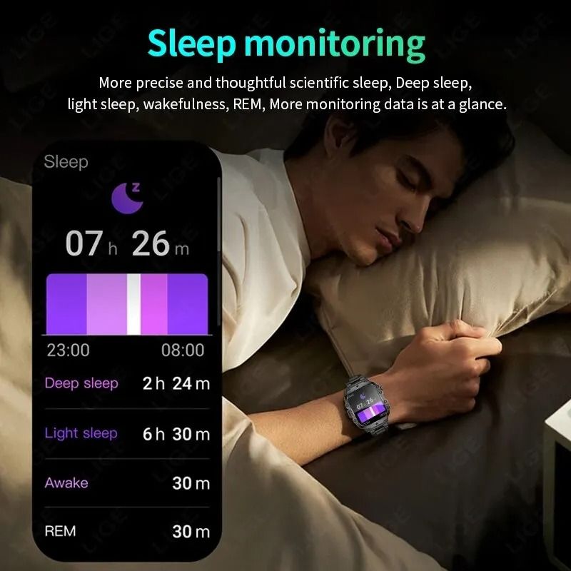 2025 New LIGE QX11 Smart Watches 1.96 Inch Screen 420 MAh Bluetooth Call Voice Assistant Smart Watch Sports Fitness Waterproof Smartwatches For Men