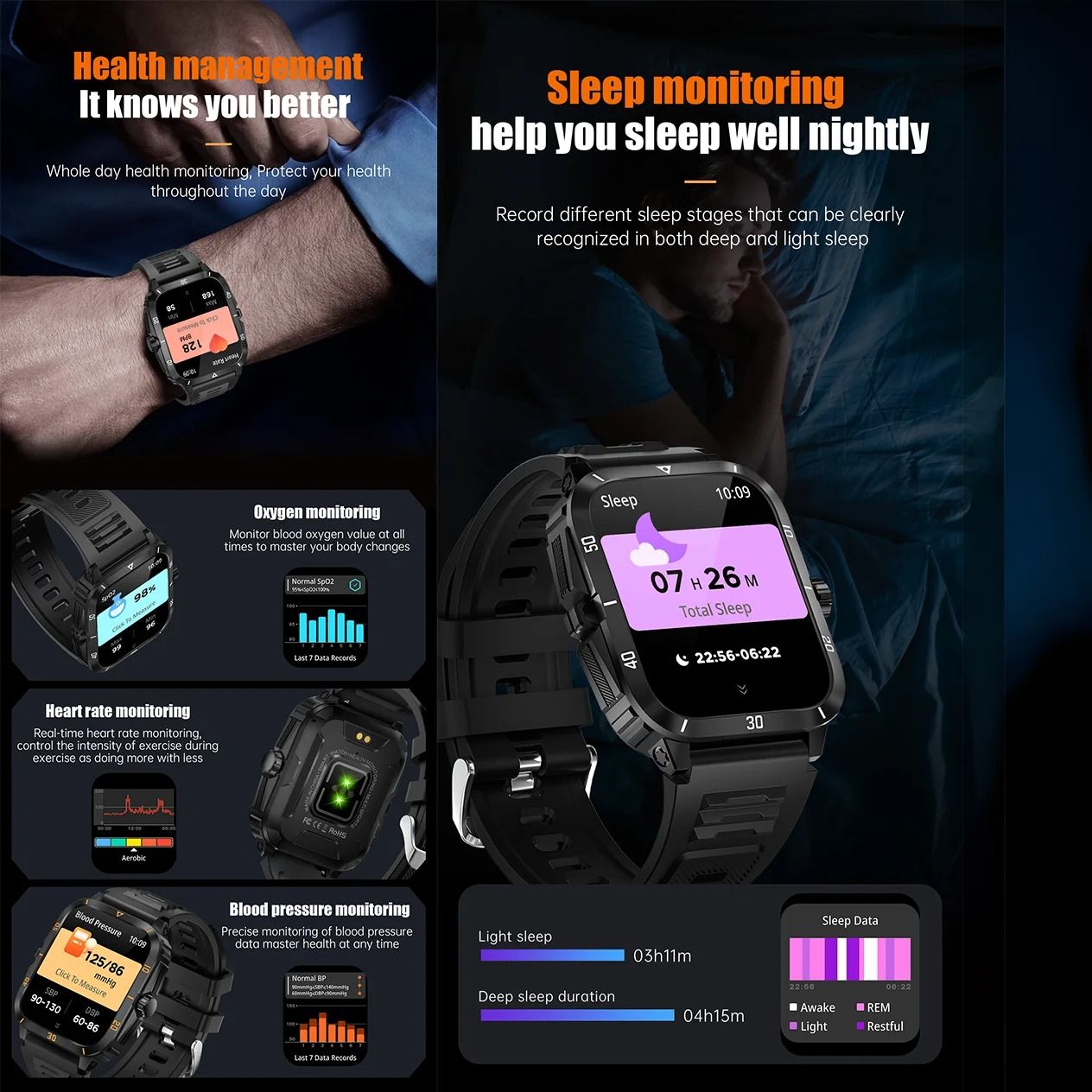 2025 New LiGe Smart Watches 1.96" Outdoor Military Smartwatches Men Bluetooth Call Smart Watch 3ATM IP68 Waterproof Sports Fitness Watches
