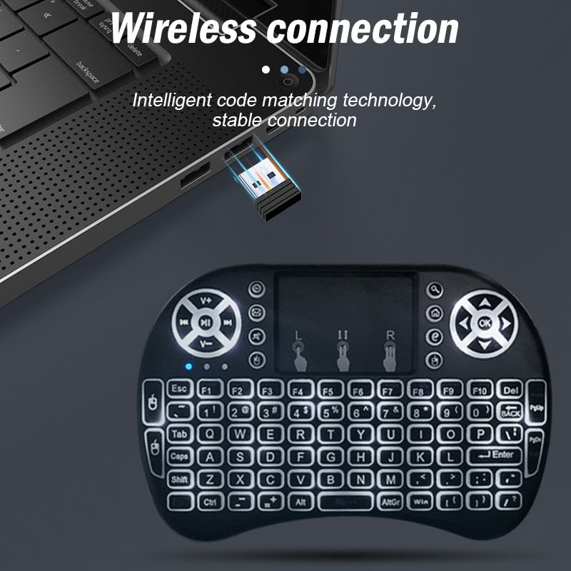 New i8pro 7Colors  Backlight 2.4Ghz + Bluetooth USB Wireless Keyboards Air Mouse Touchpad Play Game Remote Control For Android TV BOX Mini PC With Lithium Battery