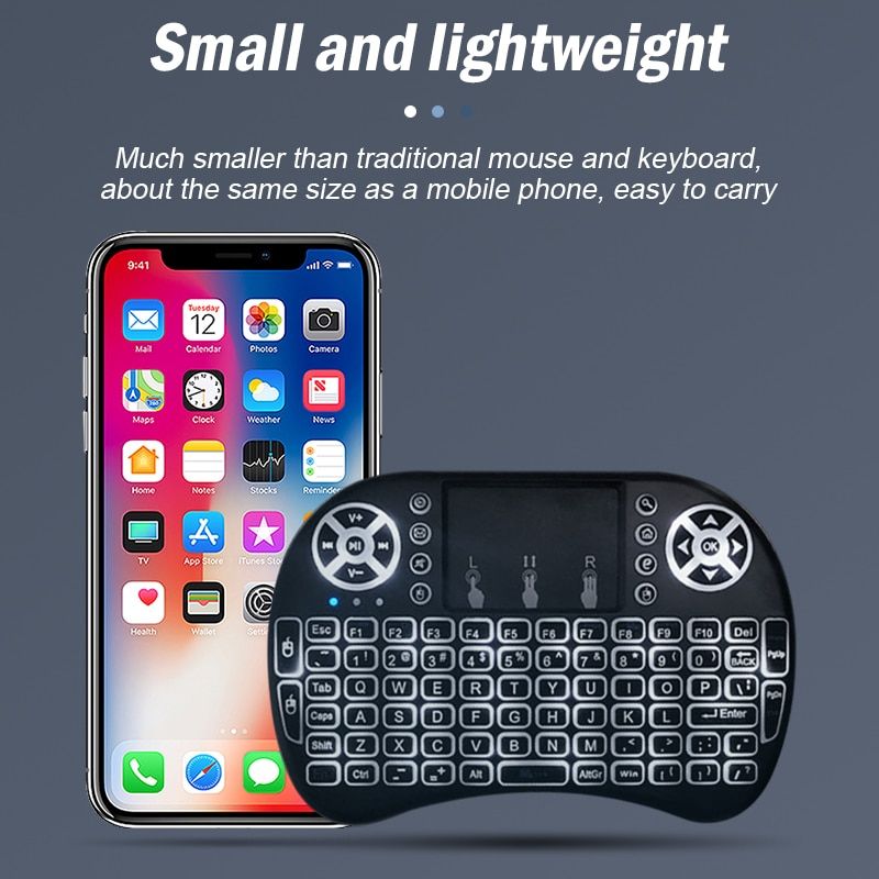 New i8pro 7Colors  Backlight 2.4Ghz + Bluetooth USB Wireless Keyboards Air Mouse Touchpad Play Game Remote Control For Android TV BOX Mini PC With Lithium Battery