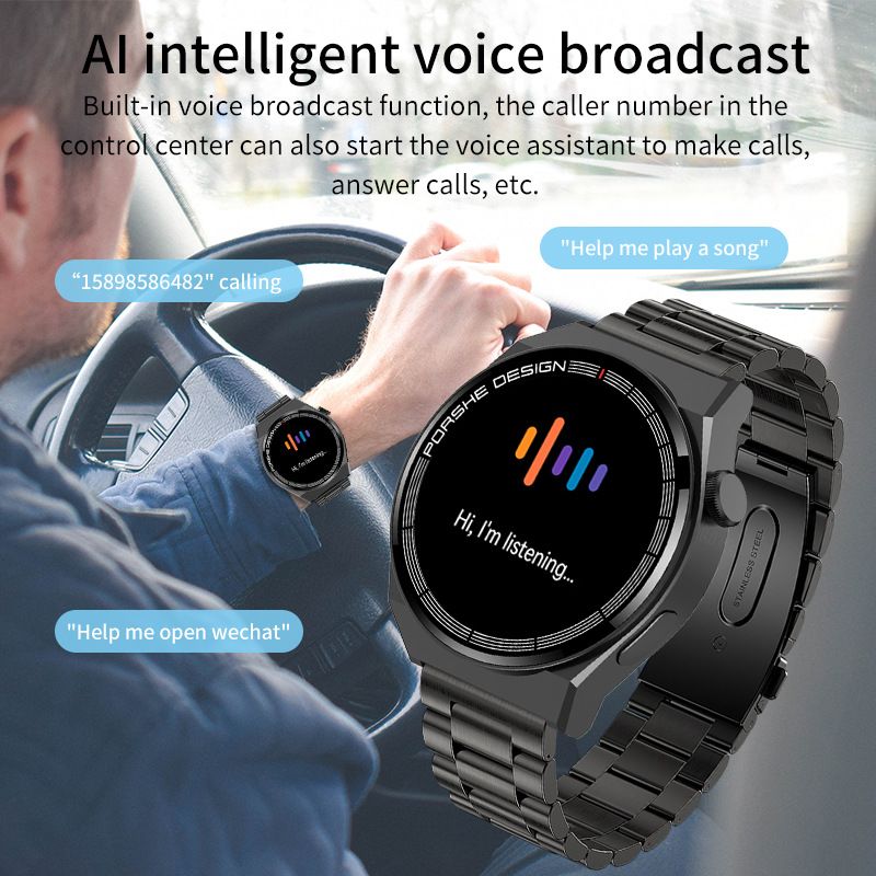 New Smart Watches Steel Men Heart Rate Blood Pressure Information Reminder Sport Waterproof Lige Smart Watch for Android IOS Phone