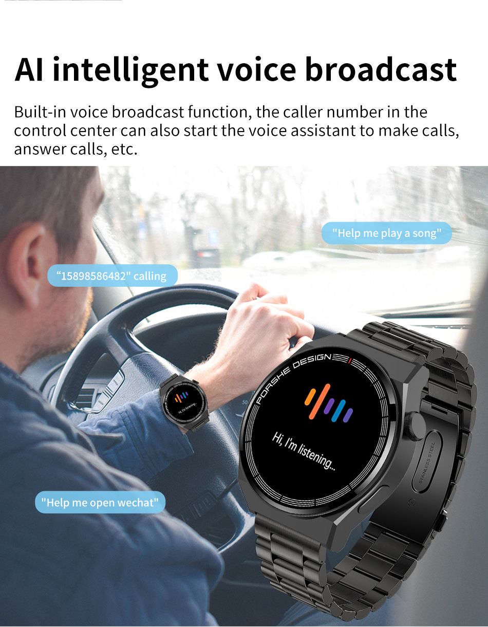 New Smart Watches Steel Men Heart Rate Blood Pressure Information Reminder Sport Waterproof Lige Smart Watch for Android IOS Phone
