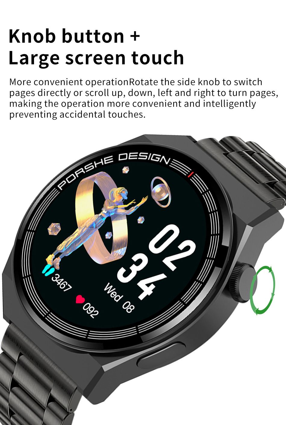New Smart Watches Steel Men Heart Rate Blood Pressure Information Reminder Sport Waterproof Lige Smart Watch for Android IOS Phone