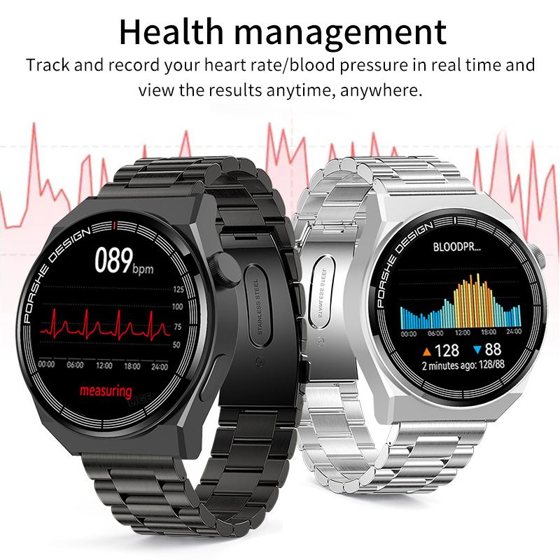 New Smart Watches Steel Men Heart Rate Blood Pressure Information Reminder Sport Waterproof Lige Smart Watch for Android IOS Phone