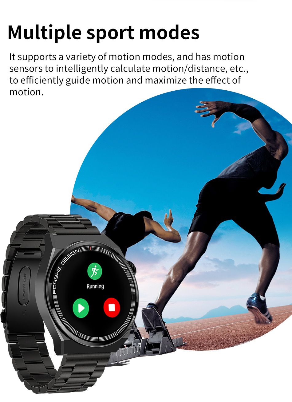 New Smart Watches Steel Men Heart Rate Blood Pressure Information Reminder Sport Waterproof Lige Smart Watch for Android IOS Phone