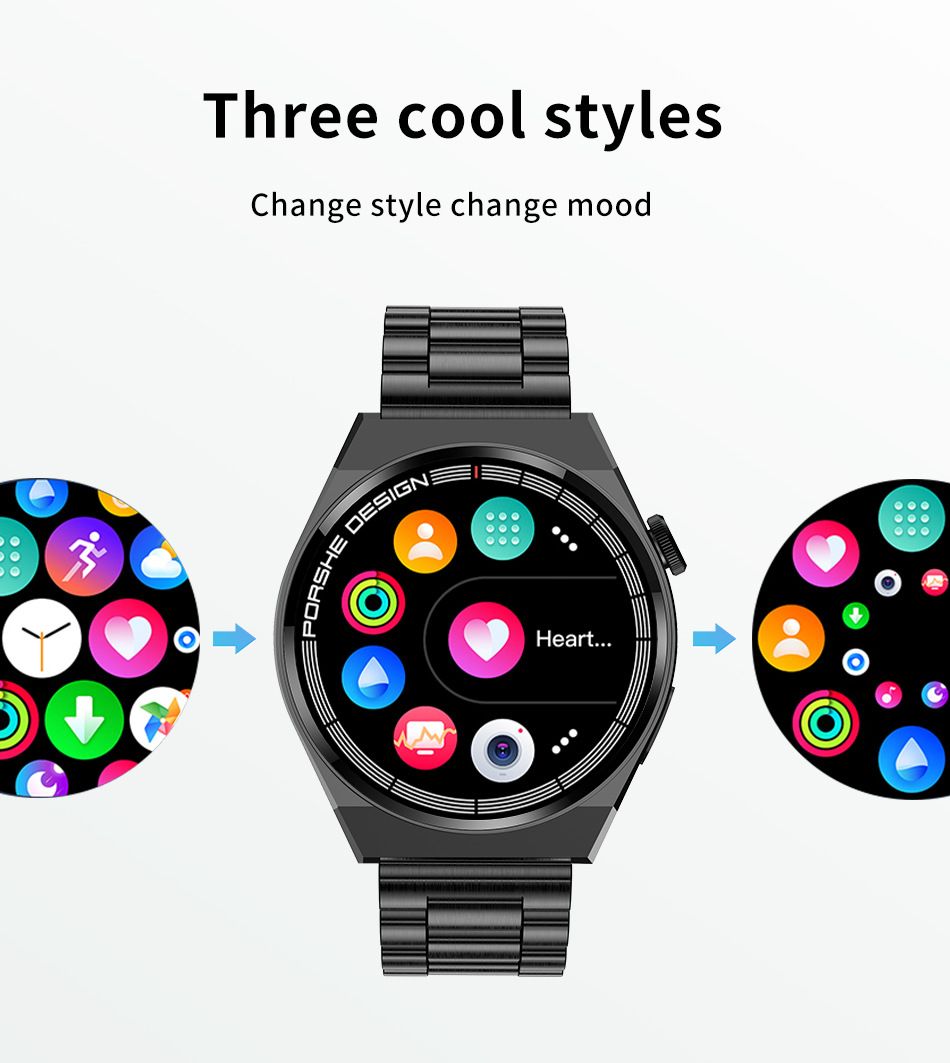 New Smart Watches Steel Men Heart Rate Blood Pressure Information Reminder Sport Waterproof Lige Smart Watch for Android IOS Phone