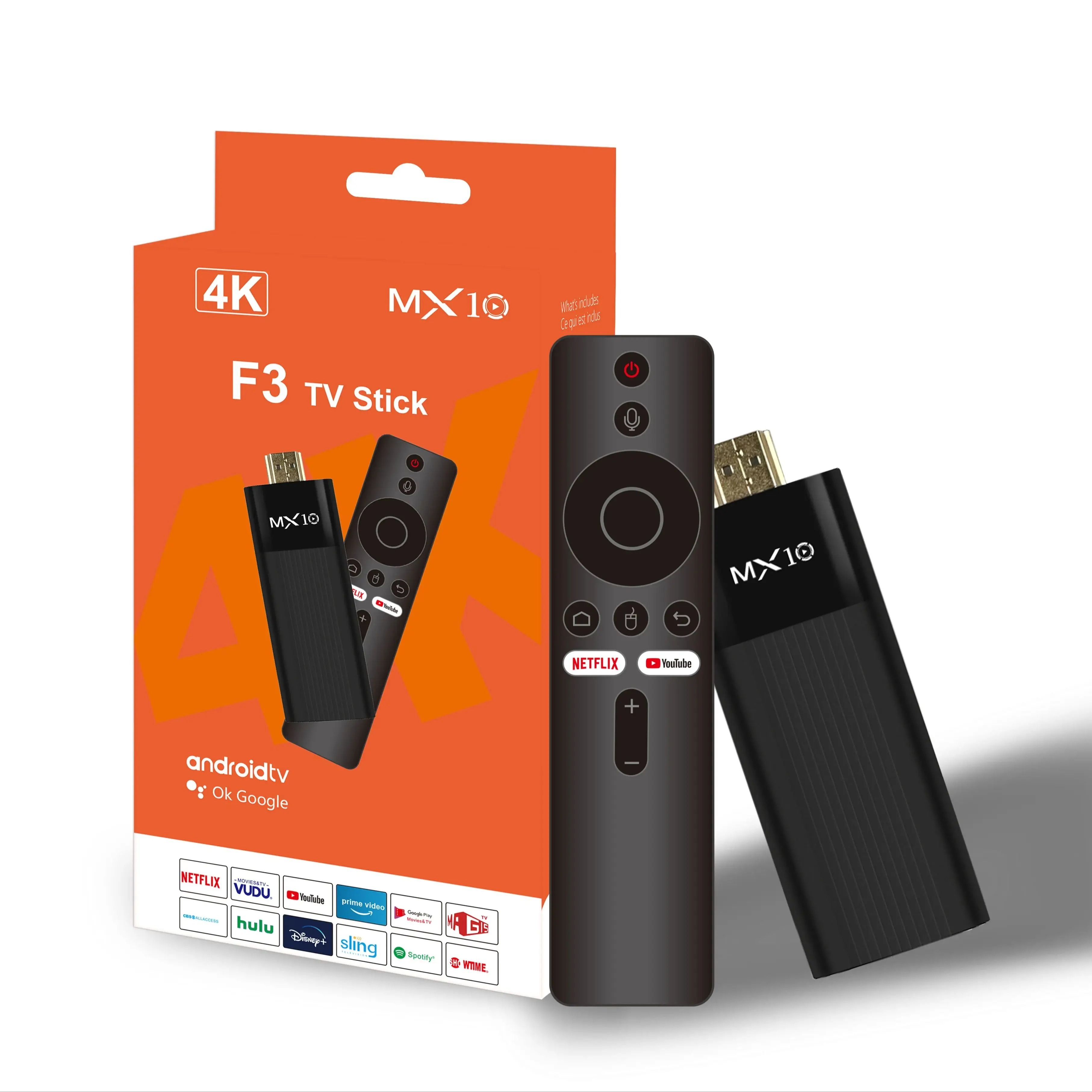 MX10 F3/F2 Android 13 TV Stick HDR Set Top OS 4K 1080P H313 ATV Smart TV Sticks For Google YouTube Smart Media Player