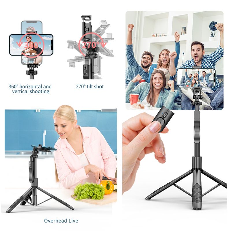 New Portable Wireless Selfie Stick Tripod L16 1530mm Foldable Monopod for Gopro Action Cameras Smartphones