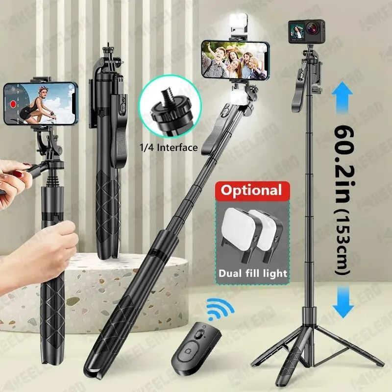 New Portable Wireless Selfie Stick Tripod L16 1530mm Foldable Monopod for Gopro Action Cameras Smartphones