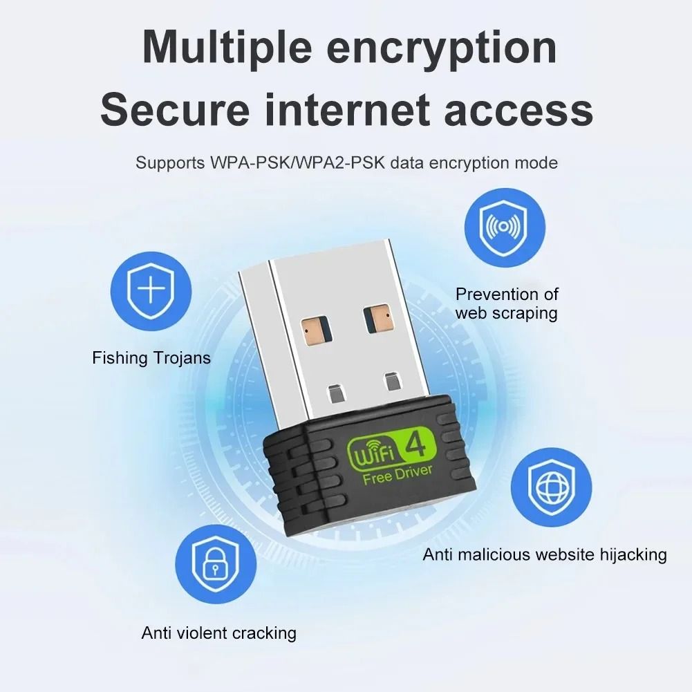 Wi-Fi 5 /Wi-Fi 4 600Mbps/150Mbps USB WiFi Bluetooth WiFi Adapter 2in1 Dongle Dual Band 2.4G 5GHz USB Network Wireless Wlan Receiver DRIVER FREE