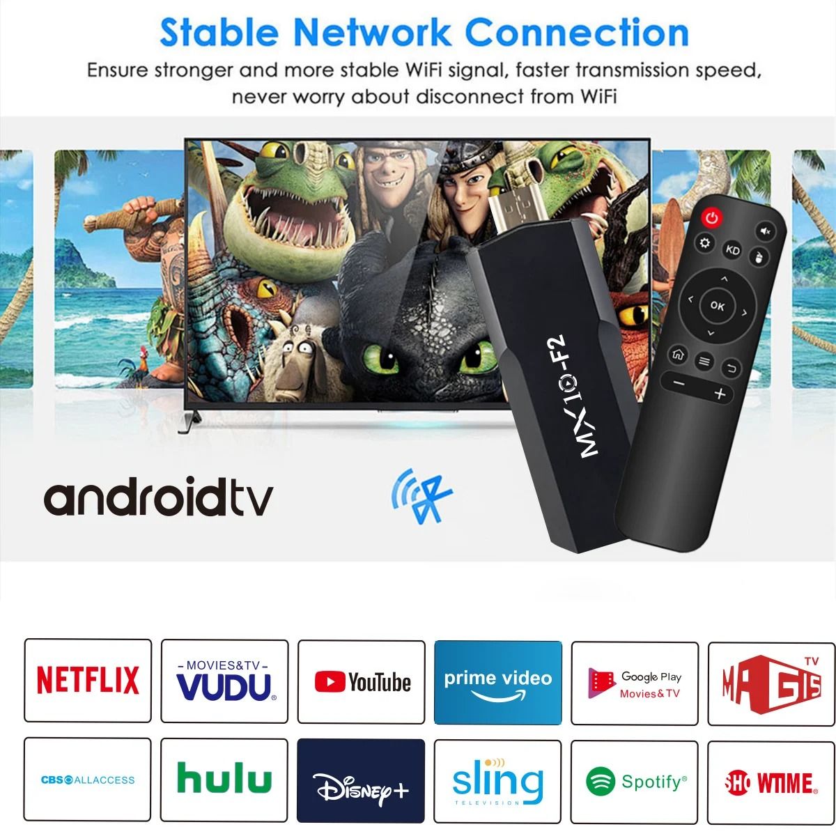 MX10 F3/F2 Android 13 TV Stick HDR Set Top OS 4K 1080P H313 ATV Smart TV Sticks For Google YouTube Smart Media Player