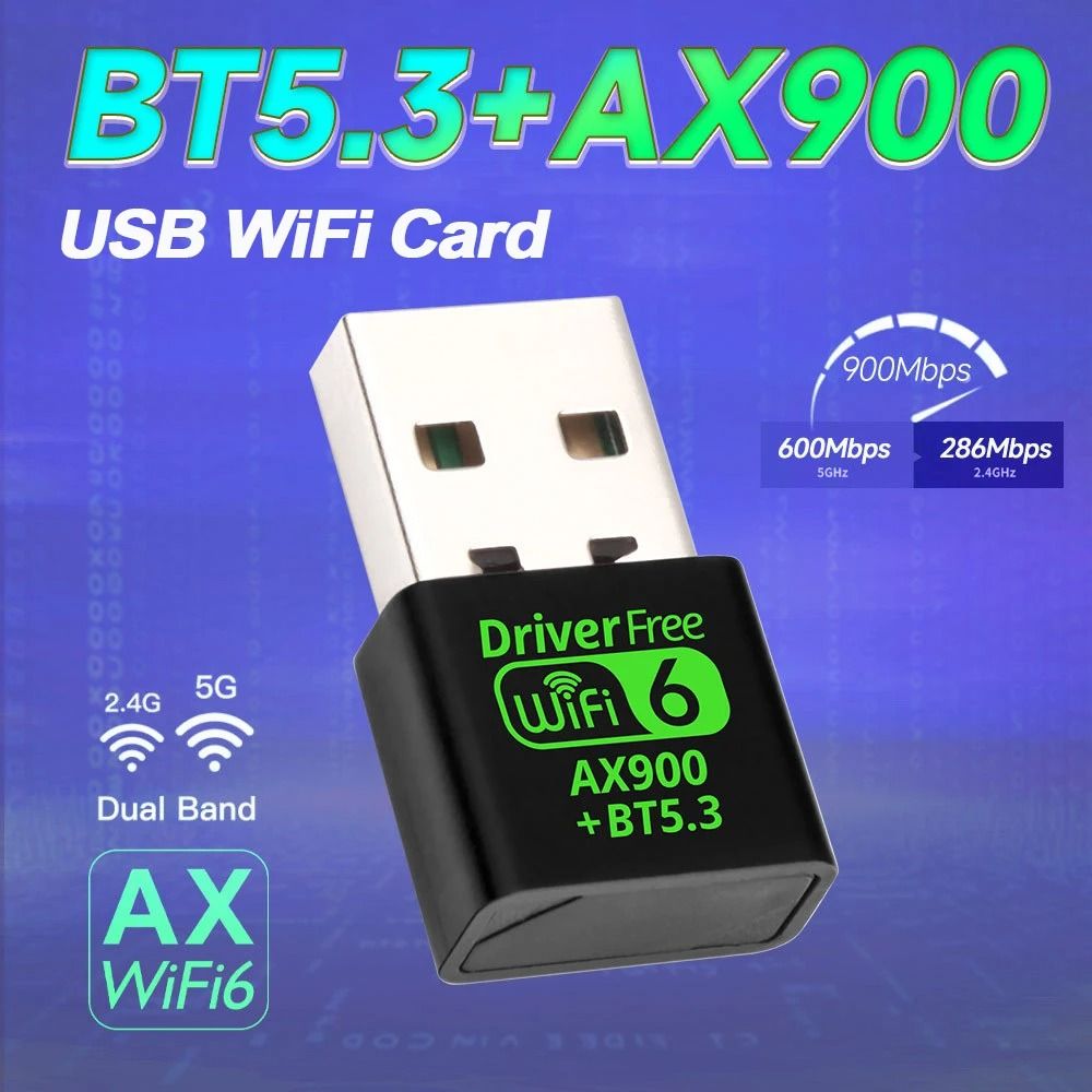 AX900 900Mbps USB WiFi 6 Bluetooth 5.3 Adapter 2in1 Dongle Dual Band 2.4G&5GHz USB WiFi Network Wireless Wlan Receiver DRIVER FREE