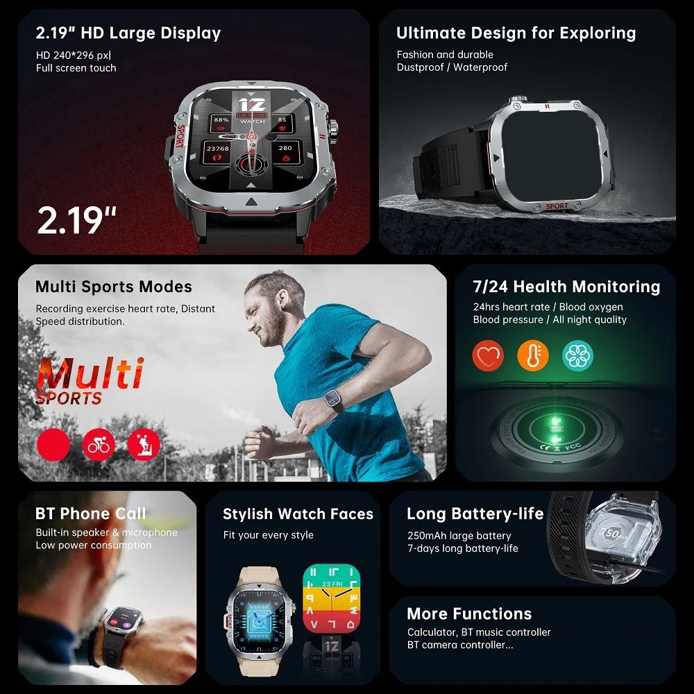 New Men's & Women's Sports Smart Watches Music Player Calorie Fitness Smartwatches Tracker Multiple Modes Compatible With Android/IOS Phones