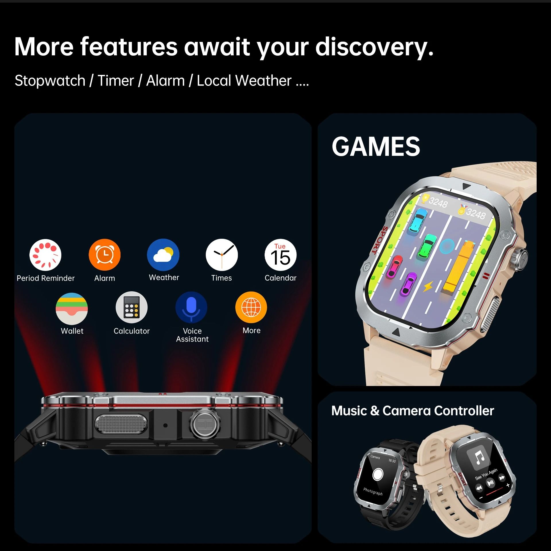 New Men's & Women's Sports Smart Watches Music Player Calorie Fitness Smartwatches Tracker Multiple Modes Compatible With Android/IOS Phones