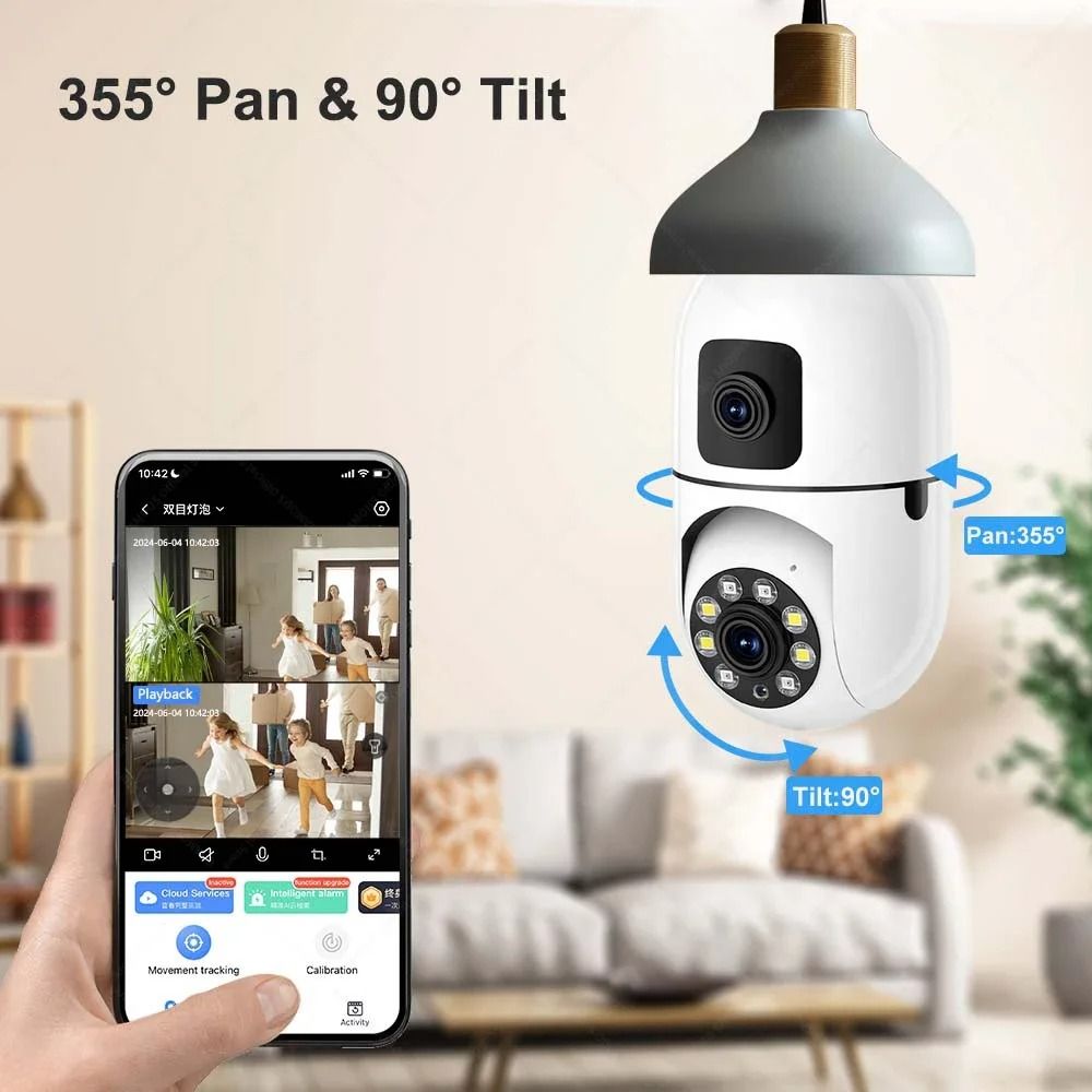 HD Wifi Surveillance PTZ Camera Outdoor 4MP Dual Lens Dual Screen AI Auto Tracking IP Security Protection Camera CCTV Video