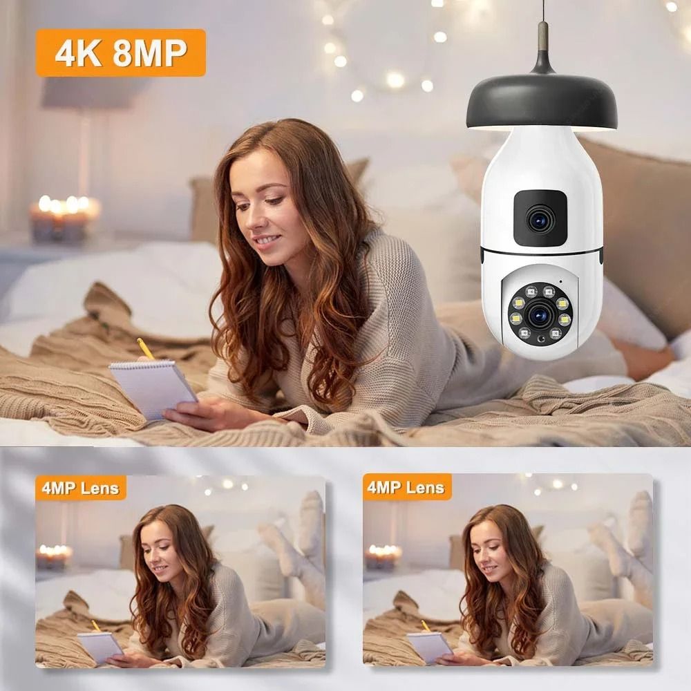 HD Wifi Surveillance PTZ Camera Outdoor 4MP Dual Lens Dual Screen AI Auto Tracking IP Security Protection Camera CCTV Video