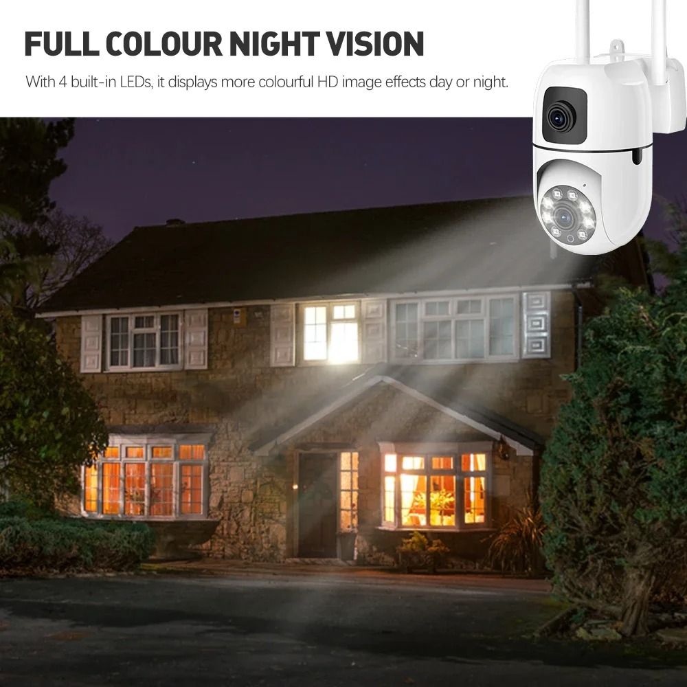 8MP HD Wifi Surveillance PTZ Camera Outdoor 4MP Dual Lens Dual Screen AI Auto Tracking IP Security Protection Camera CCTV Video