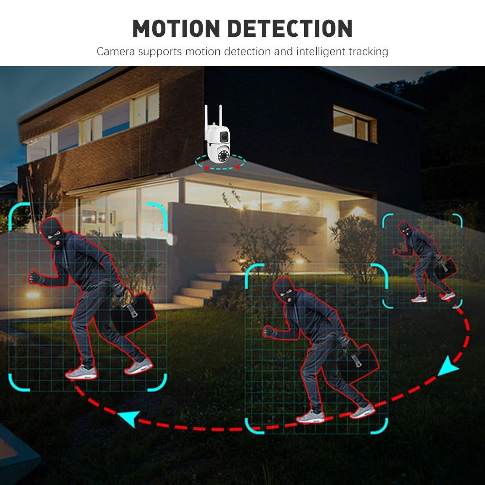 8MP HD Wifi Surveillance PTZ Camera Outdoor 4MP Dual Lens Dual Screen AI Auto Tracking IP Security Protection Camera CCTV Video