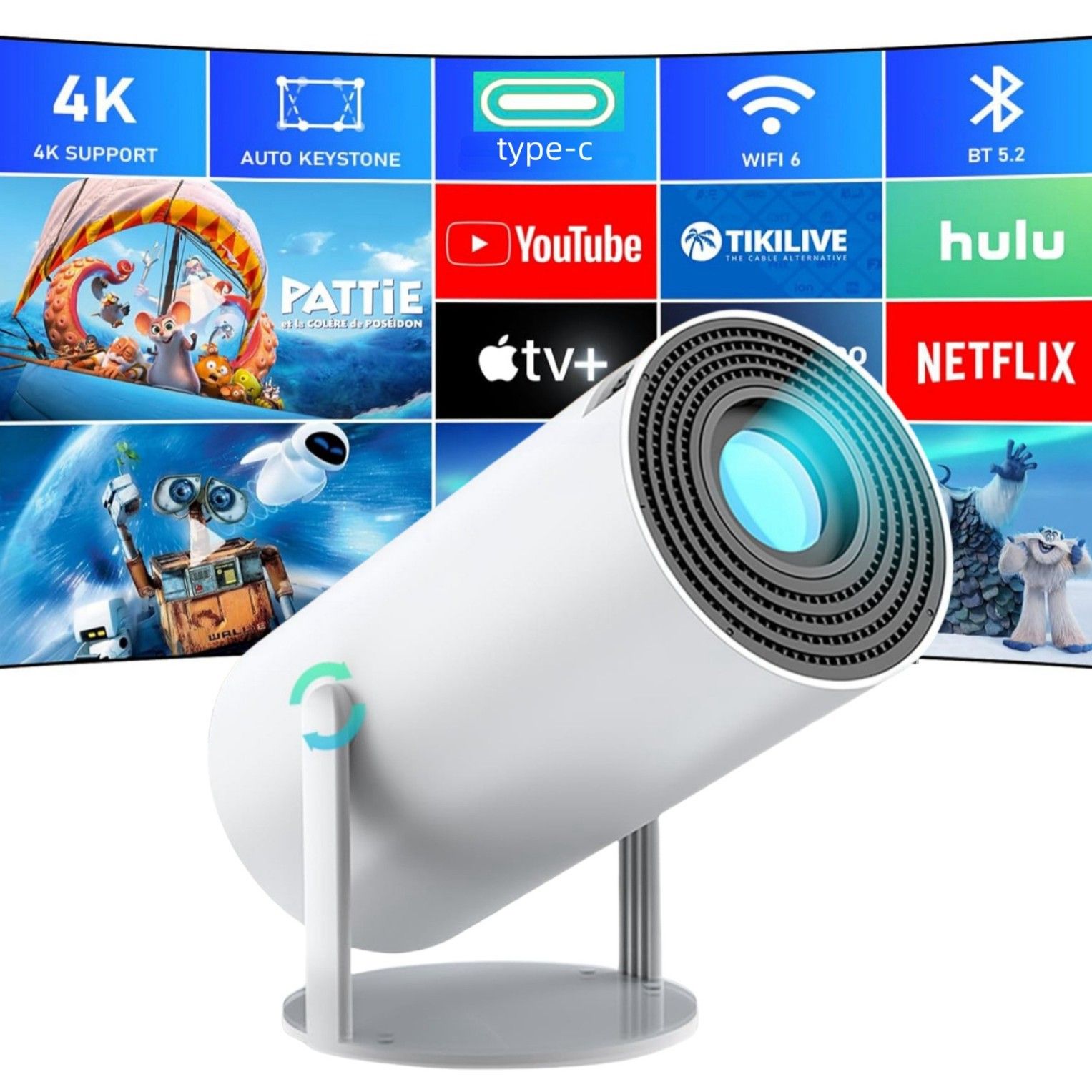 2025 HY300PRO Projector 4K Android 11 Dual Wifi6 200 ANSI Allwinner H713 BT5.0 1080P 1280*720P Home Cinema Outdoor Projetor
